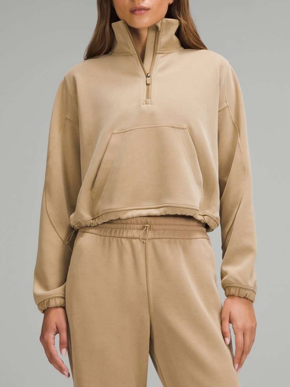 lululemon athletica Cropped Half-Zip Pullover in Beige